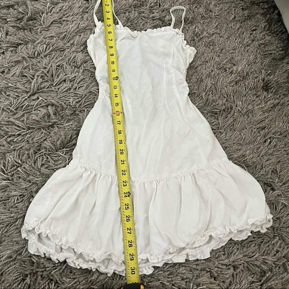 White Cutout Open Back Linen Mini Dress, XS - Picture 7 of 9